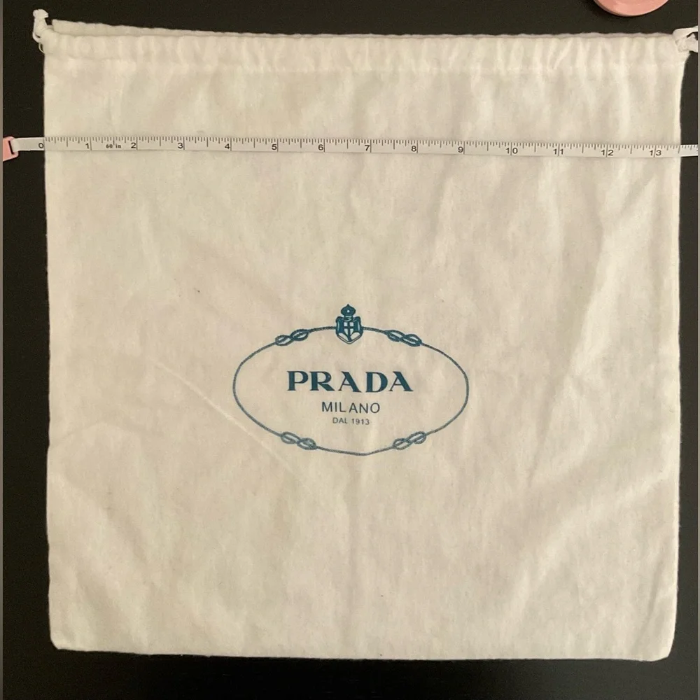 Prada White Drawstring Dust Bag with Blue Logo